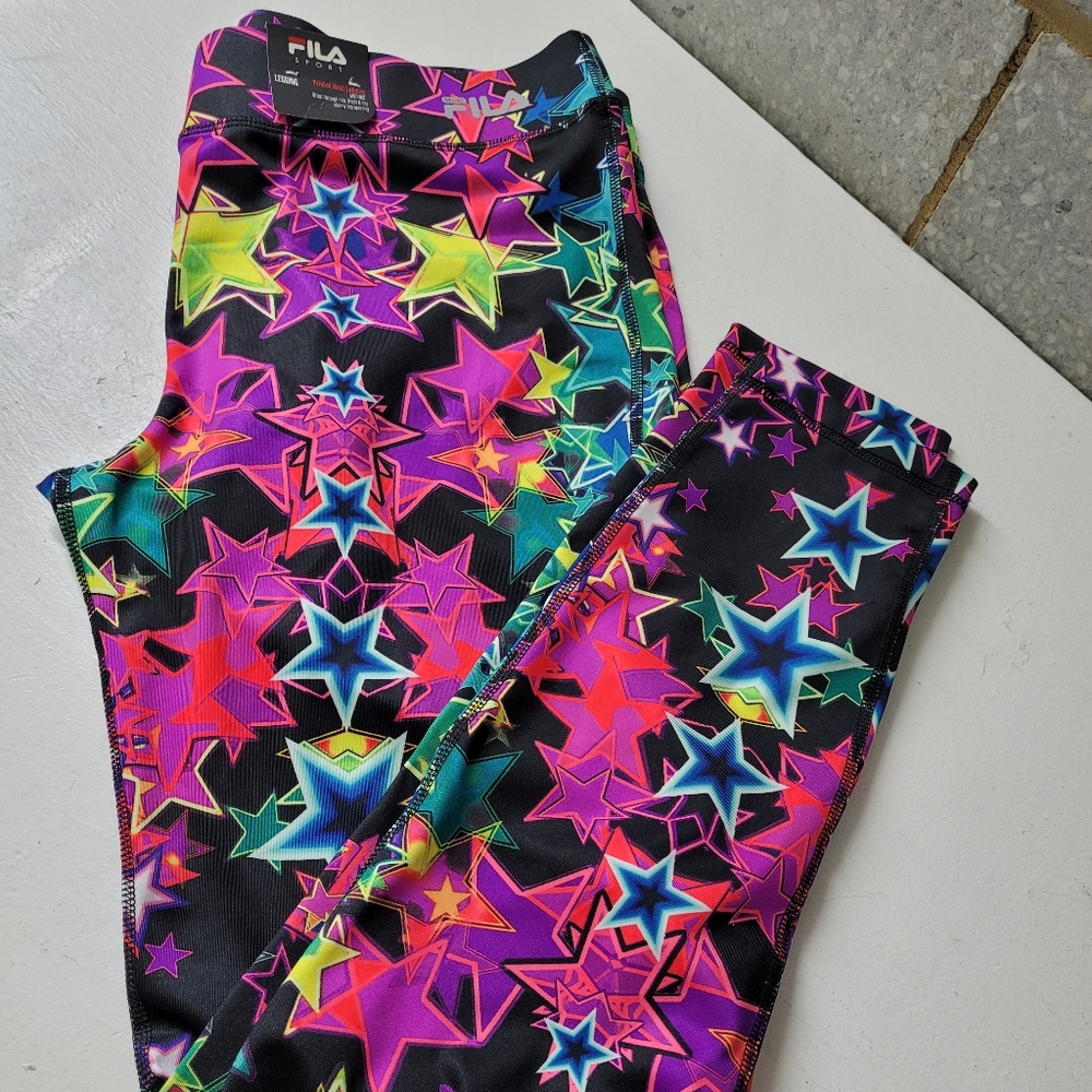 Fila star print Maui leggings, Size L, NWT